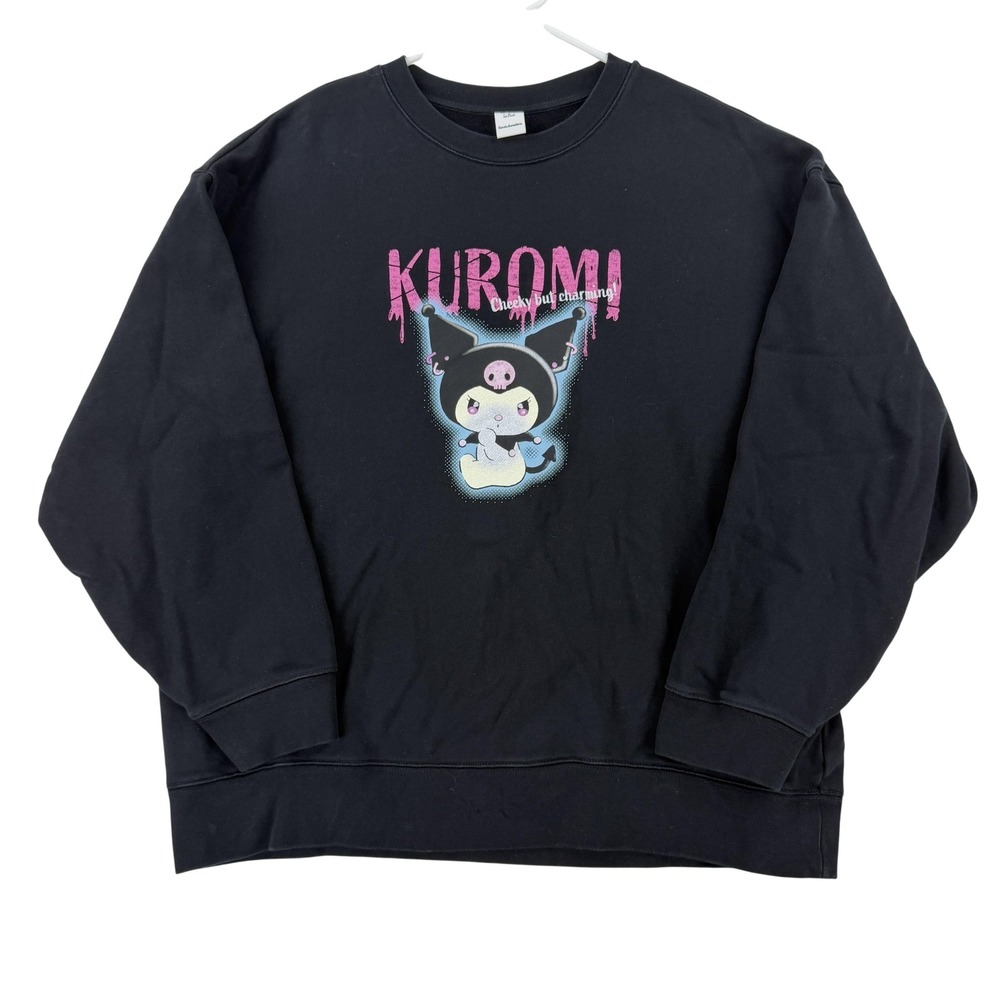 Uniqlo Sweatshirt Womens Medium Black Kuromi Sanrio UT Graphic Fleece Pullover